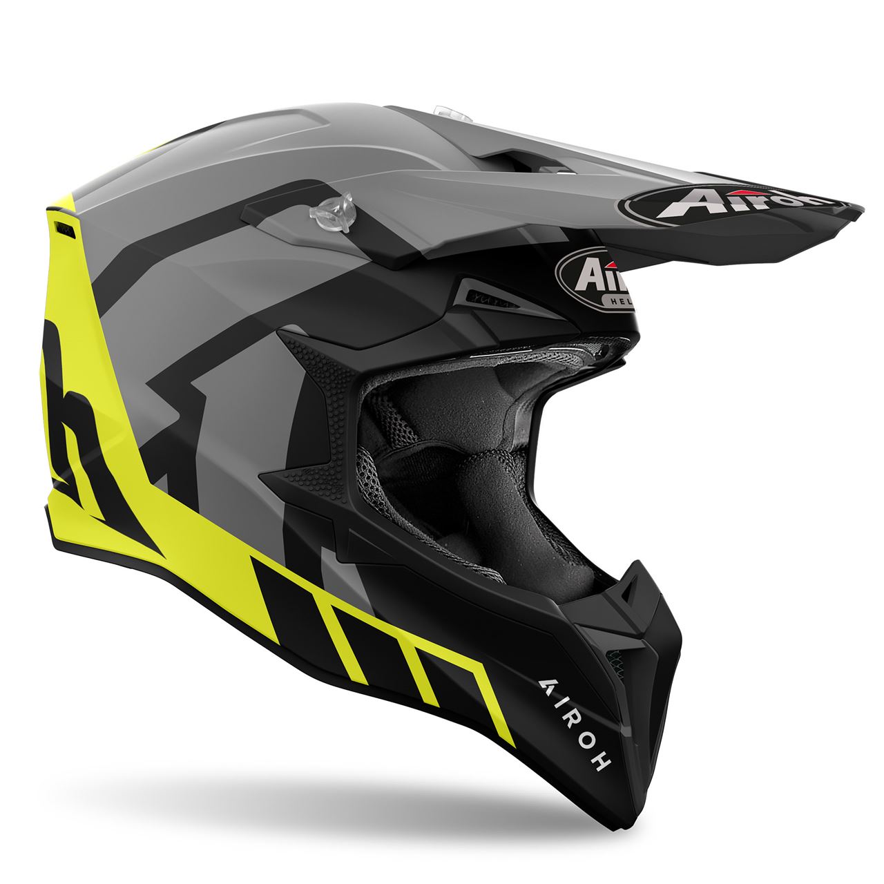 Capacete Airoh Wraap Reloaded Amarelo capacete integral cinza, preto e amarelo para motocross ou BTT
