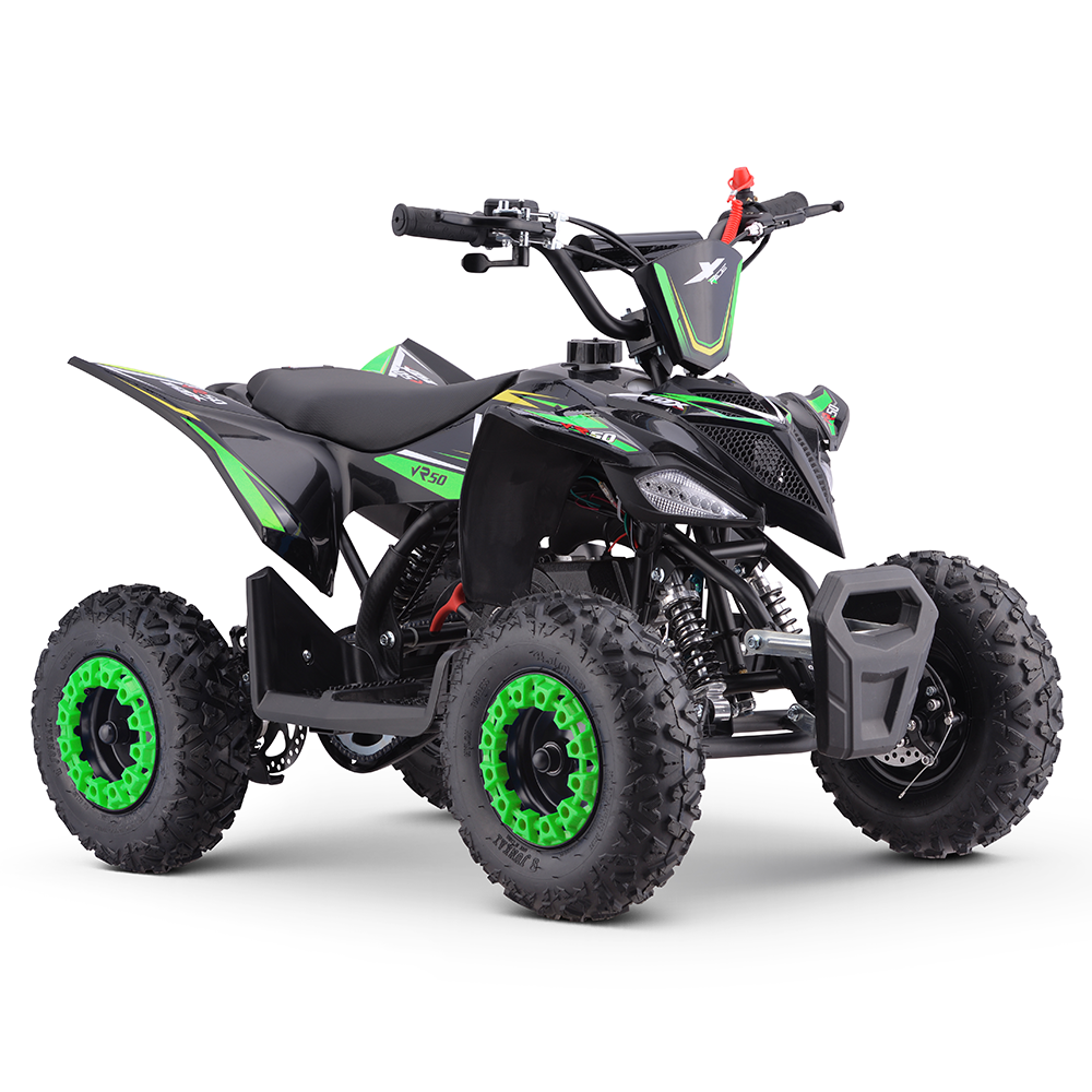 Mini moto 4 Criança 49cc VR 50 Tox Quadriciclo elétrico infantil preto com detalhes verdes