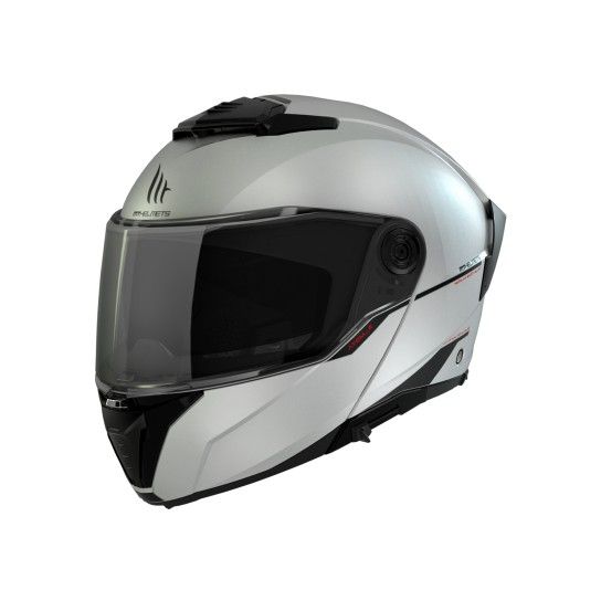 Capacete MT Atom 2 SV Solid Capacete modular branco com viseira escura
