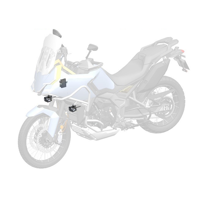 Faróis Auxiliares Zontes 703 F Motociclo de aventura azul claro e preto em fundo branco