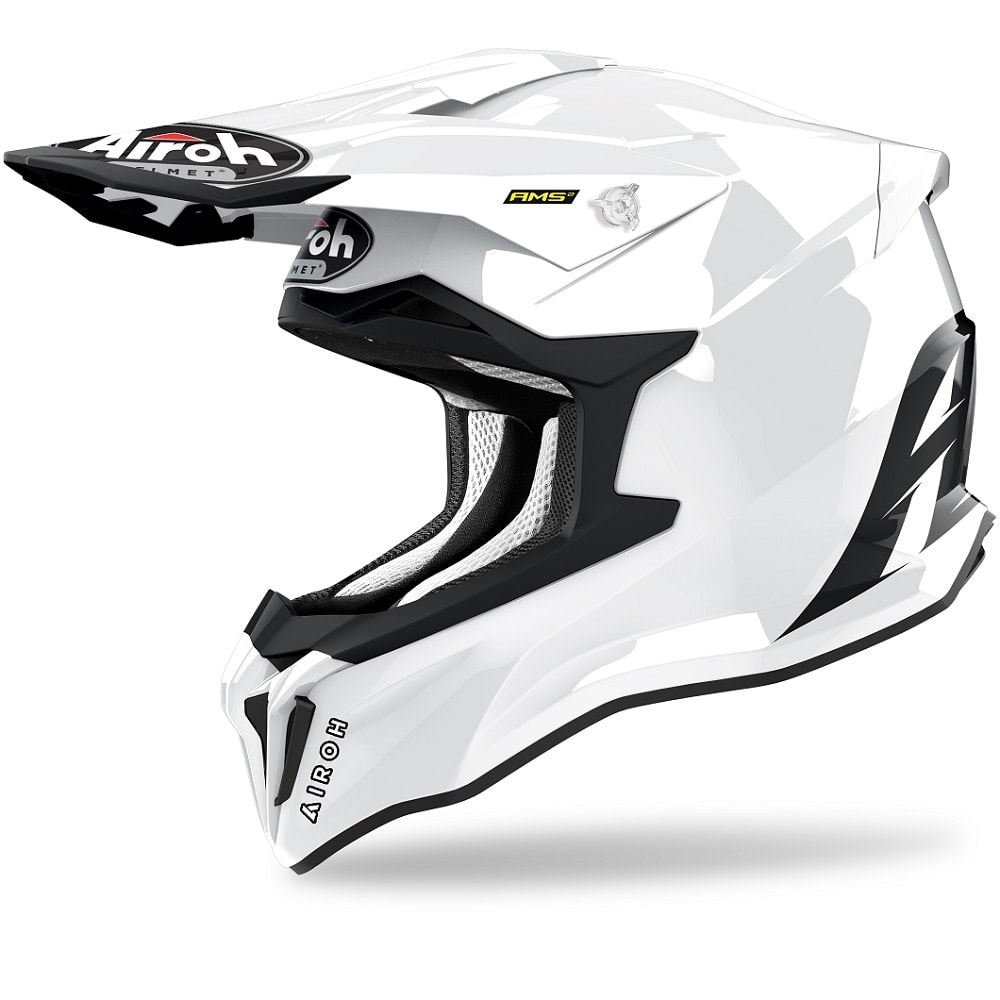 Capacete Airoh Strycker Color Capacete de motocross branco e preto da marca Airoh