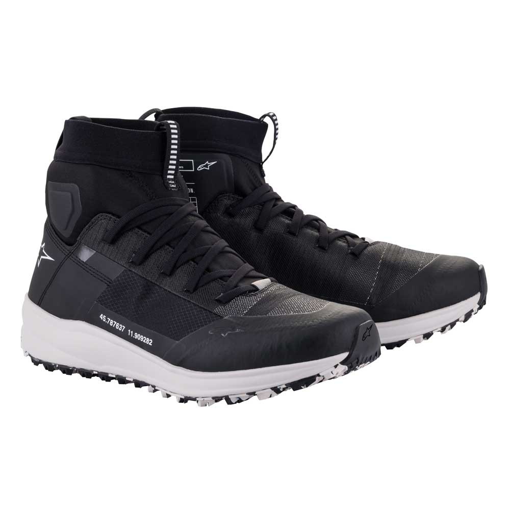Botas Alpinestars Speedforce Sapatilhas pretas cano alto com sola branca e cadarços pretos