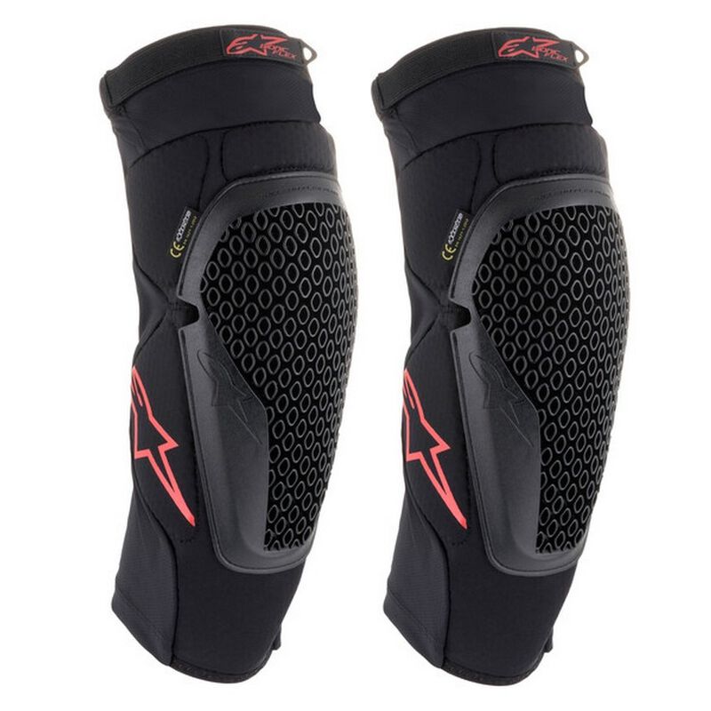 Joelheiras Alpinestars Bionic Flex Par de joelheiras de proteção pretas com detalhes vermelhos