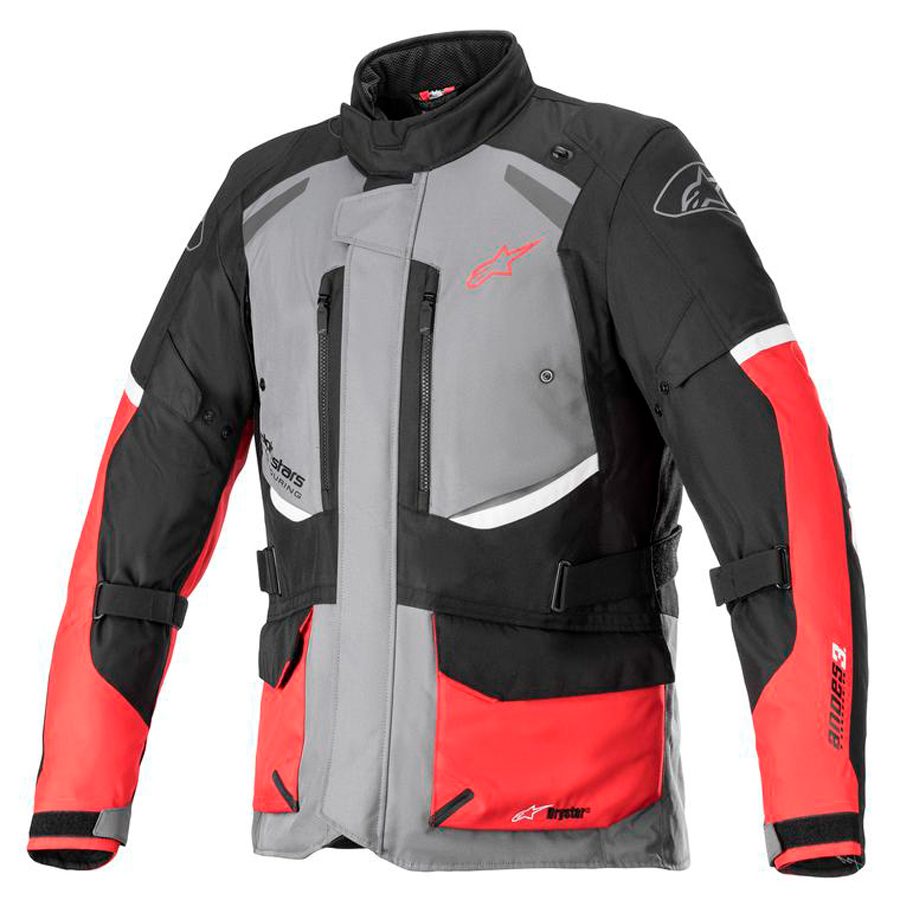 Casaco Alpinestars Andes V3 Drystar Casaco técnico Alpinestars cinzento, preto e vermelho para motociclismo