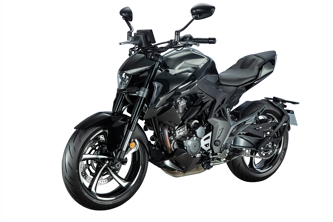 Zontes 350 R motociclo desportivo preto com carenagem mínima e logo CB500F