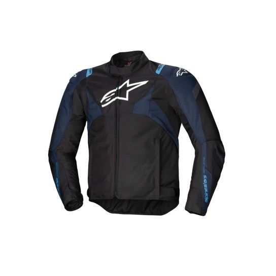 BLUSÃO ALPINESTARS T-JAWS V4 WP Casaco de motociclista preto e azul com logos Alpinestars