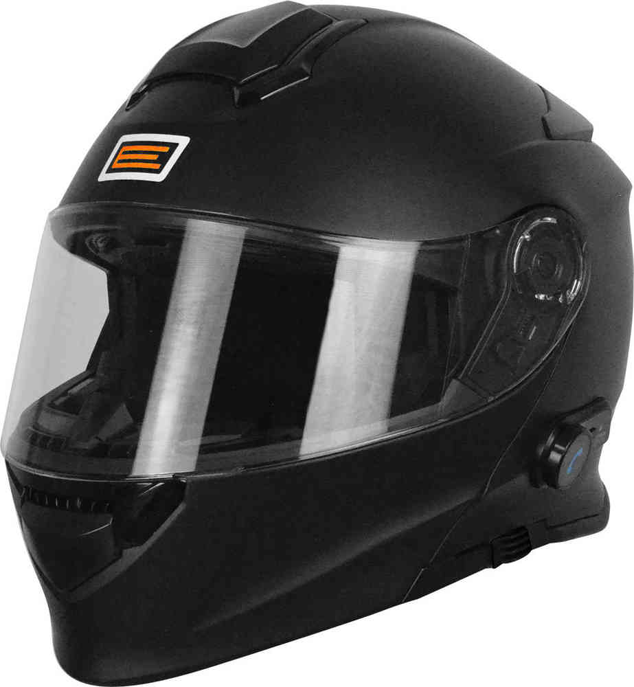 Capacete Modular Origine Delta com Intercomunicador Preto Matte Capacete integral preto fosco com viseira transparente e detalhe colorido
