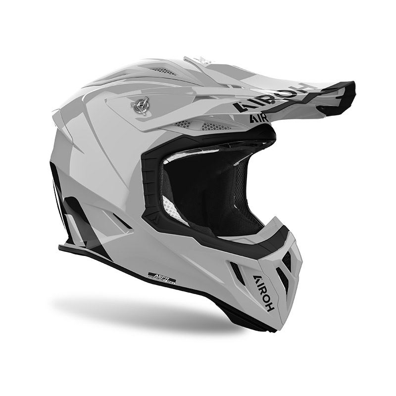 Capacete Aviator Ace 2 Cement Capacete integral motocross branco e preto com texto AIROH e LIBULL AIR