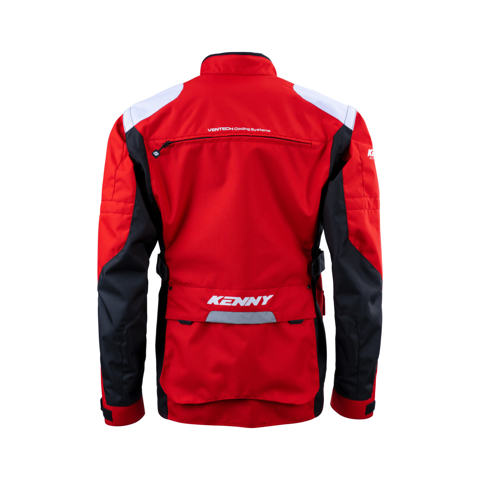 Casaco Kenny Titanium Vermelho Casaco técnico vermelho, preto e branco para motociclismo com textos VISITORS Confirma Business e KENNY