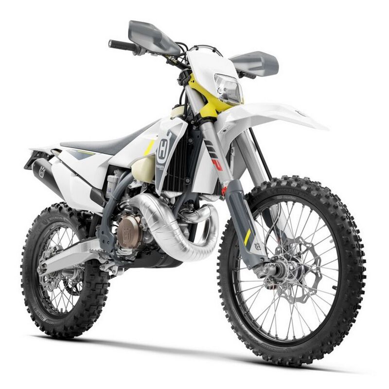Husqvarna TE 250i 2022 Motociclo de todo-o-terreno branco e cinza com detalhes amarelos