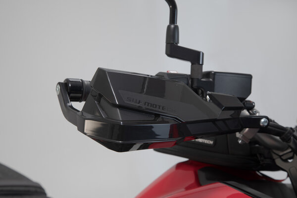 Proteções de mãos Kobra Honda CRF 1100L Punho e proteções negras de mota vermelha com retrovisor