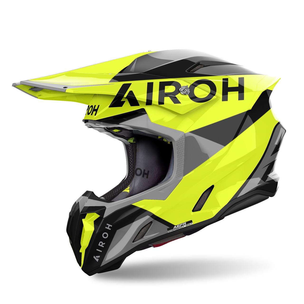 Capacete Airoh Twist 3 King Amarelo Capacete integral para motocross AIROH amarelo neon, preto e cinza