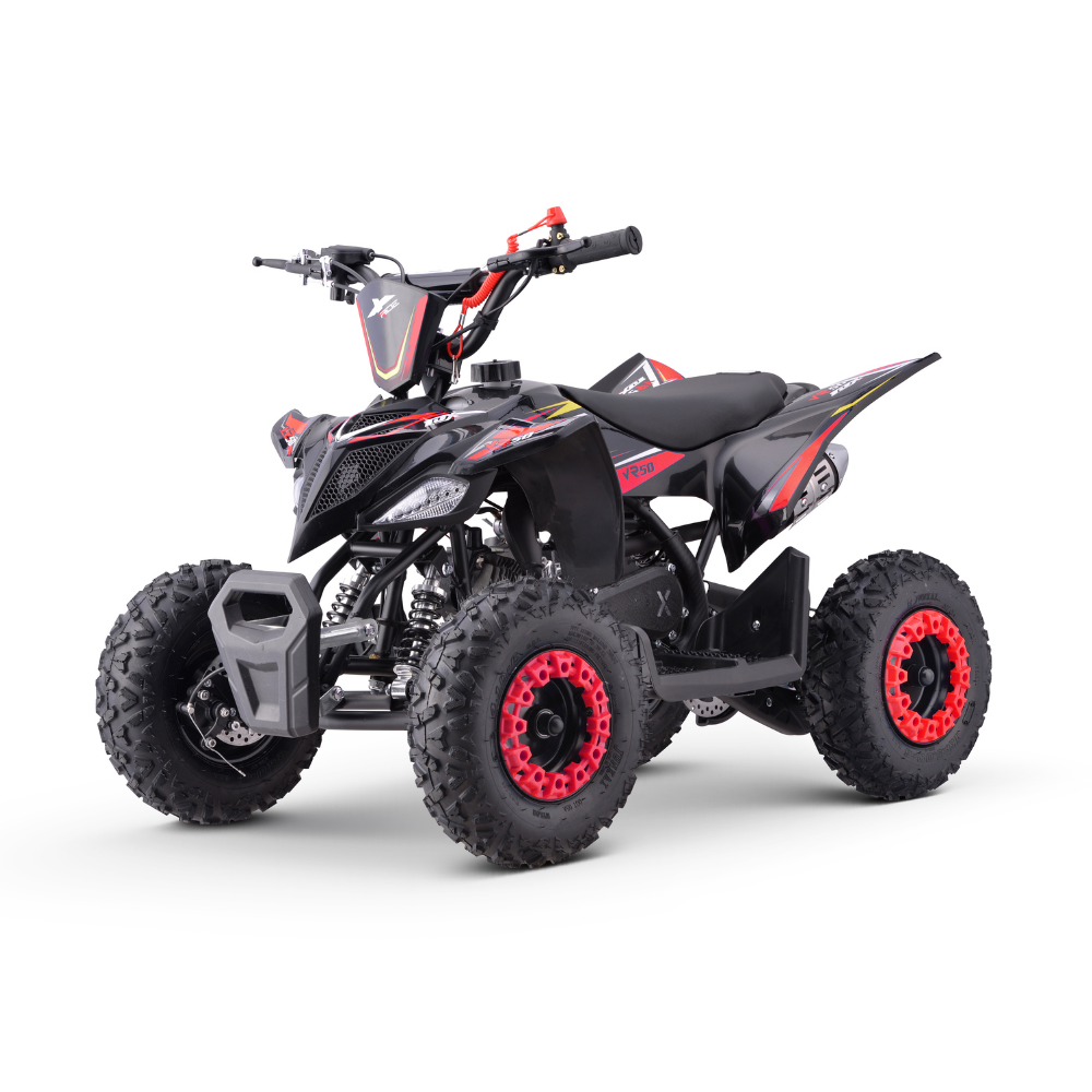 Mini moto 4 Criança 49cc VR 50 Tox Quadriciclo de brinquedo preto e vermelho com escrita VR50