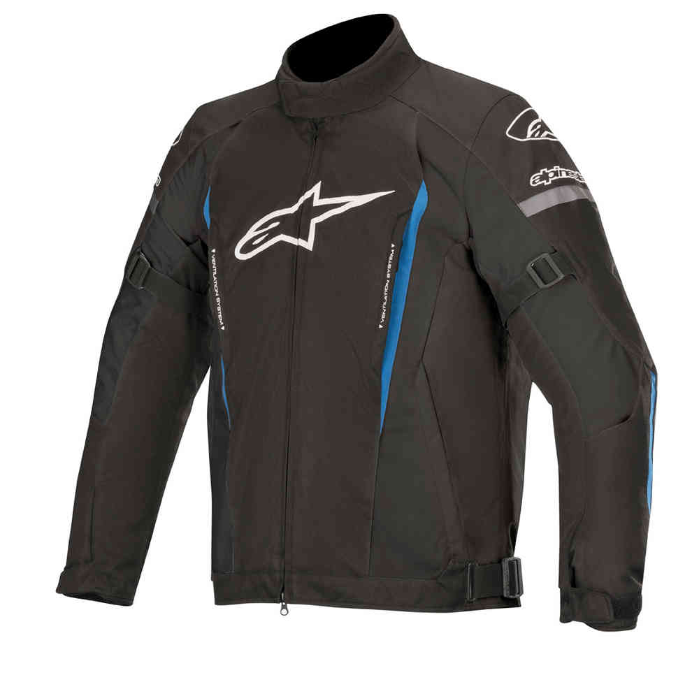 Casaco Alpinestars Gunner V2 Waterproof Casaco desportivo Alpinestars preto com detalhes azuis e logótipo branco