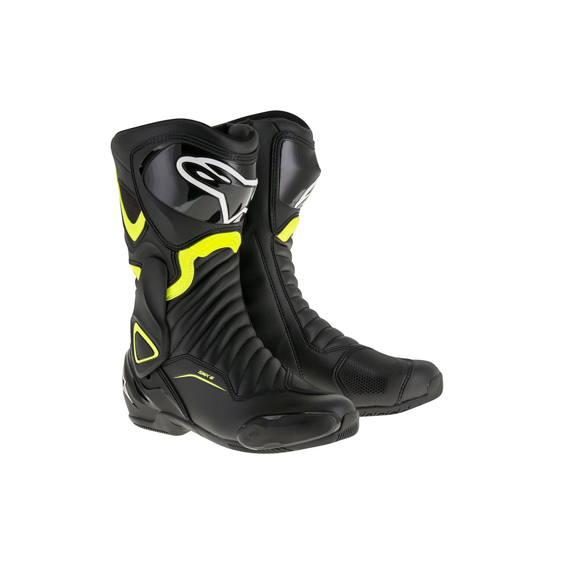 Botas Alpinestars SMX-6 v2 Botas de motociclismo pretas com detalhes amarelos e brancos