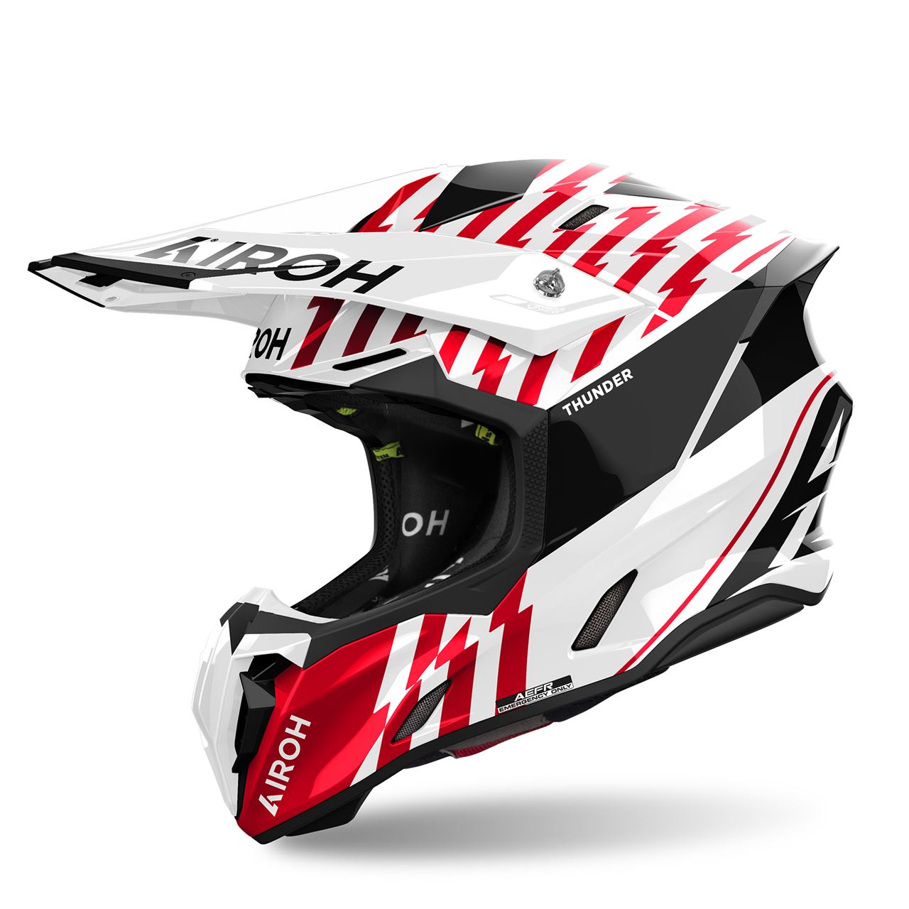 Capacete Airoh Twist 3 Thunder Vermelho Capacete de motocross Airoh Thunder vermelho, branco e preto com visor
