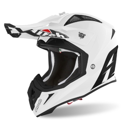 Capacete integral branco e preto Airoh para motocross