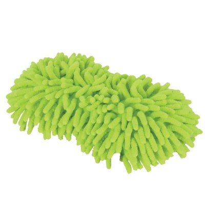 Esponja de microfibra verde com textura chenille.