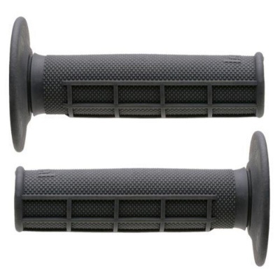 Par de punhos pretos para bicicleta ou moto em borracha com textura e aba circular