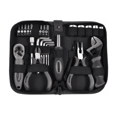 Conjunto de ferramentas Oxford com alicates, chave inglesa, bits e soquetes em estojo preto