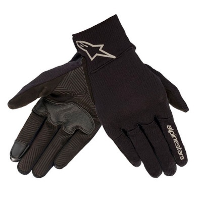 Par de luvas pretas Alpinestars com detalhes em couro e tecido elástico