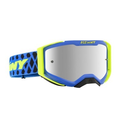 Óculos de proteção para motocross azul e amarelo com lente espelhada