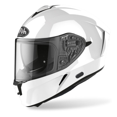 capacete integral branco com viseira transparente e detalhes pretos