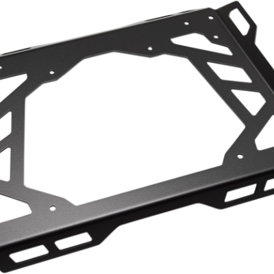 Suporte metálico preto com design recortado e acabamento mate