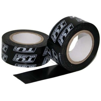 Rolos de fita adesiva preta com texto branco TU ELISSE