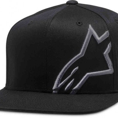 Boné preto com bordado cinzento e aba plana