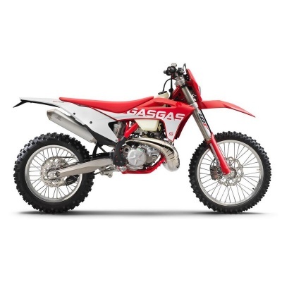 Motocross GasGas vermelho e branco com pneus de cravos