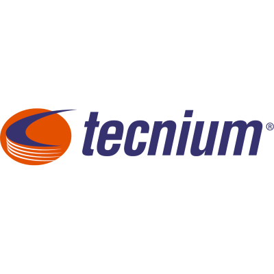 Logo da Tecnium com círculo laranja e azul e texto 'tecnium' em azul