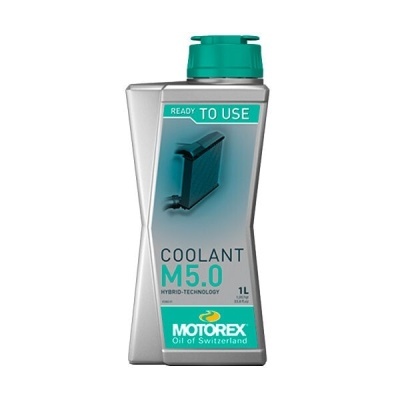 Frasco cinza de líquido refrigerante Motorex Coolant M5.0 com tampa verde