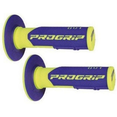 Punhos para bicicleta ou mota azul e amarelo com texto PROGRIP