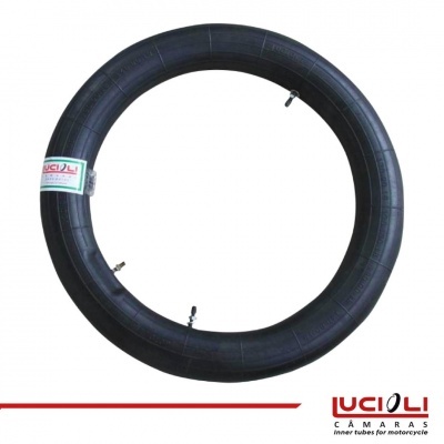 Câmara de ar preta para motocicleta com válvula e etiqueta UCIO-LI