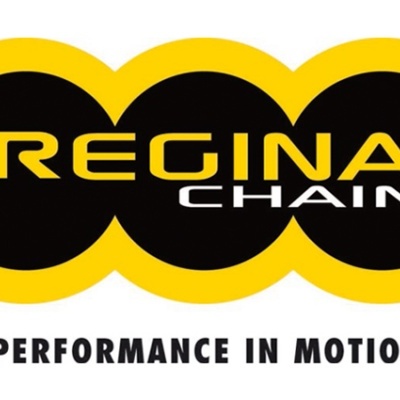Logotipo REGINA CHAIN com texto PERFORMANCE IN MOTION