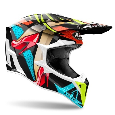 Capacete integral motocross colorido com marca Airoh