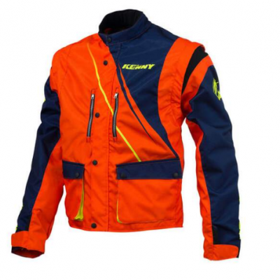 Casaco desportivo laranja e azul com logótipo KENNY