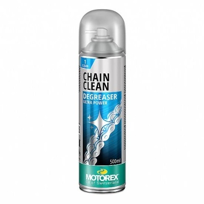 Spray motorex chain clean degreaser ultra power 500ml com tampa plástica transparente