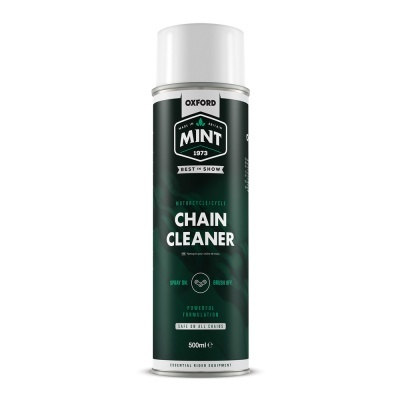 Spray Oxford Mint Chain Cleaner para limpeza de corrente de bicicleta, 500 ml, embalagem preta e branca