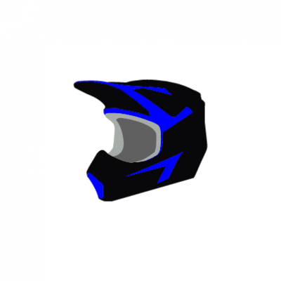 Capacete de motocross preto e azul com interior cinza