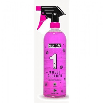 Frasco spray rosa e preto de limpa rodas automóvel