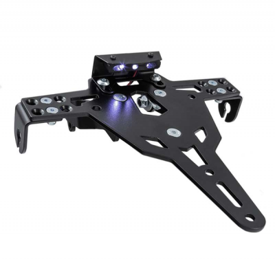 Suporte em metal preto para matrícula de mota com luz LED embutida