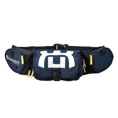 Cinto de ferramenta azul escuro com bolsos e logótipos Husqvarna