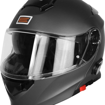 Capacete integral preto fosco com viseira transparente e detalhes em preto brilhante