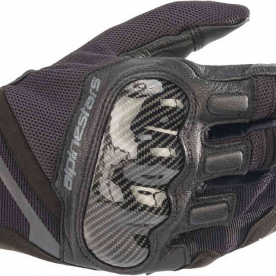 Luva preta de proteção para motociclista com reforço em carbono e texto DAINESE