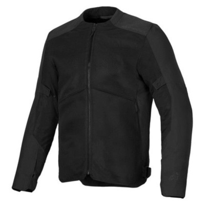 Casaco preto de manga comprida com fecho frontal