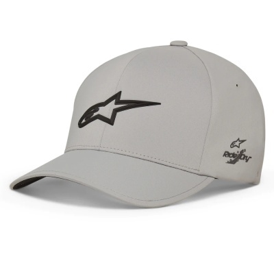 Boné cinza claro com logo preto e texto 'Ready to Race' na lateral