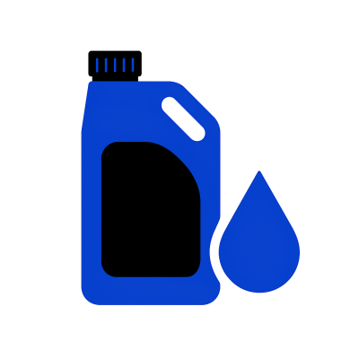 Frasco azul com tampa preta e gota azul