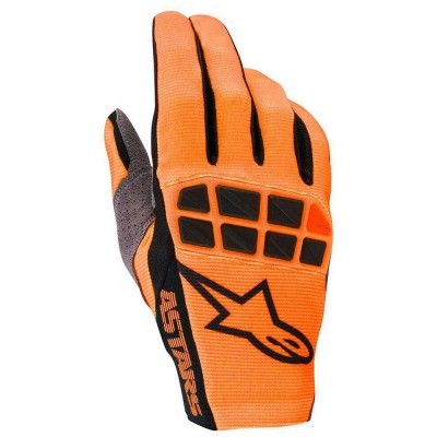 Luva de motociclismo Alpinestars laranja com detalhes pretos